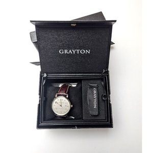 NWOT Grayton Stainless Steel Watch w Leather Band